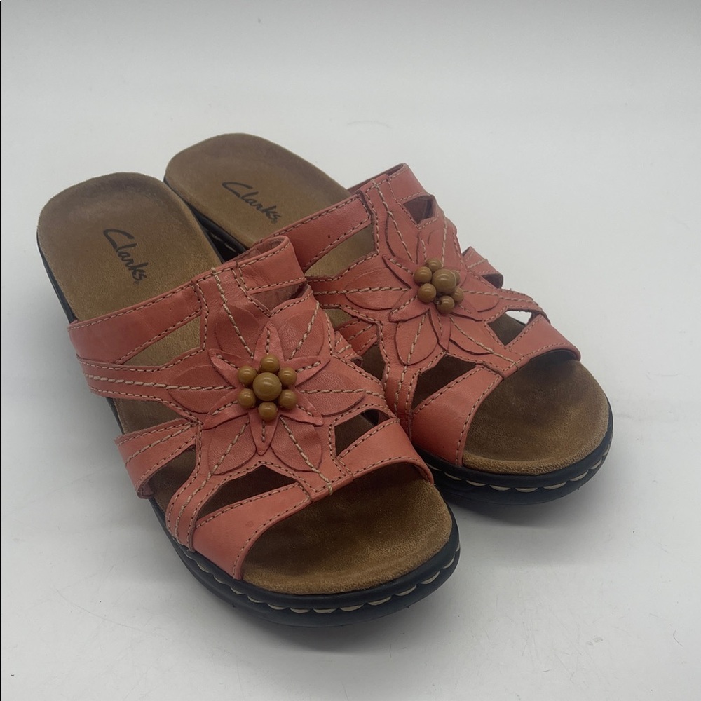Clarks Women's Coral Floral Mules Sz 7 1/2 W